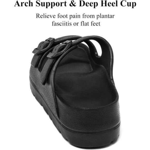 Womens platform sandals arch support slip on buckle comfort beach slides EVA - Picture 4 of 7